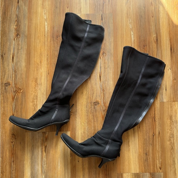 Prada neoprene over the knee kitten heel pointed toe boots size 40 - Picture 1 of 5